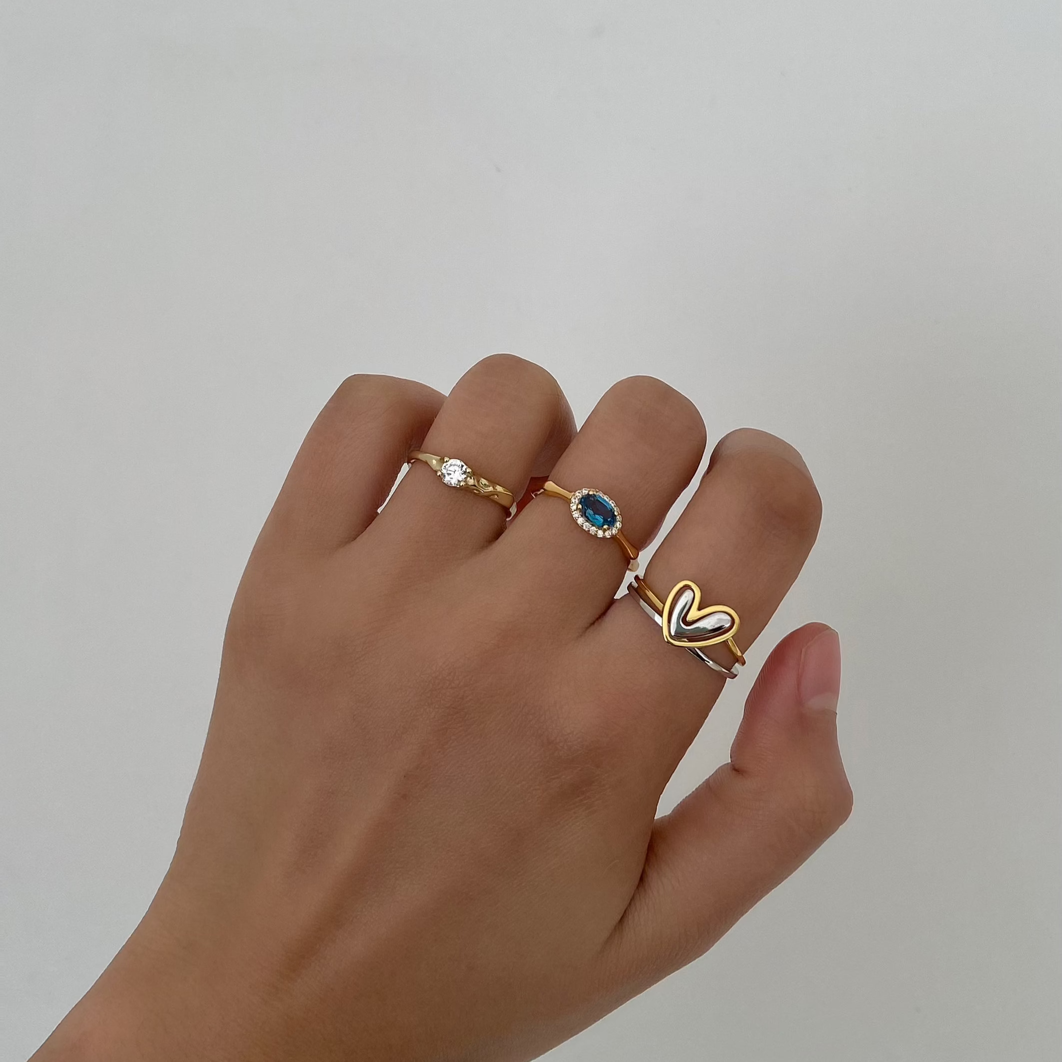 Haven Heart Ring Set | 18k Gold Plated, Sterling Silver 1