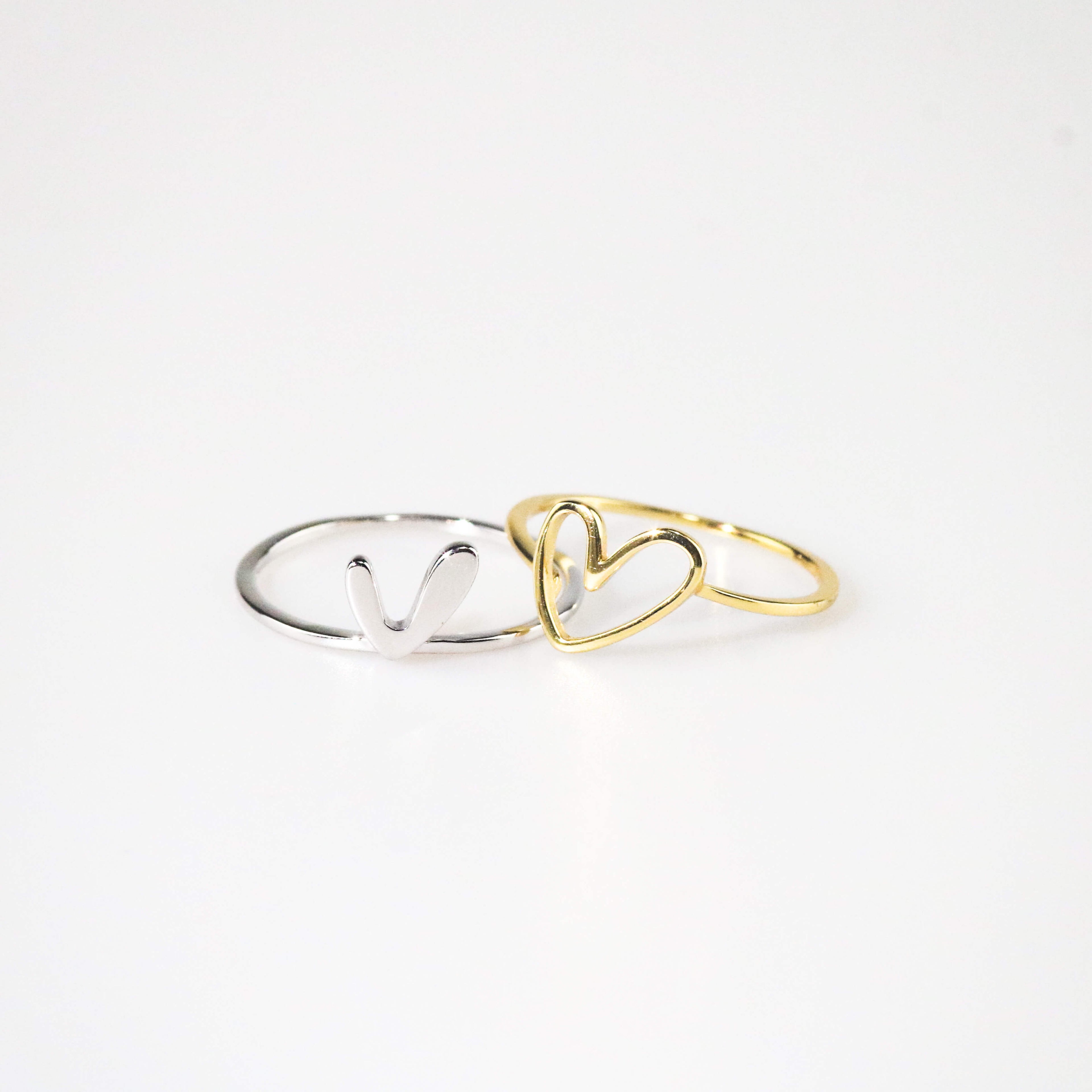 Haven Heart Ring Set | 18k Gold Plated, Sterling Silver 2