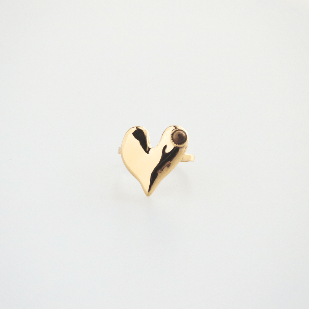 Haven Heart Ring | 18k Gold Plated, Tiger's Eye Stone, Adjustable 2