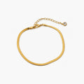 Haven Herringbone Anklet in 18k gold plating, featuring a stylish herringbone design, waterproof and perfect for women's fashion accessories. 0