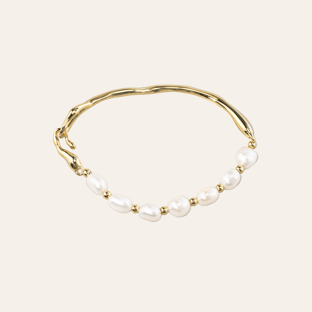 Haven Pearl Bracelet | Freshwater Pearls, 18K Gold Plated Chain 0
