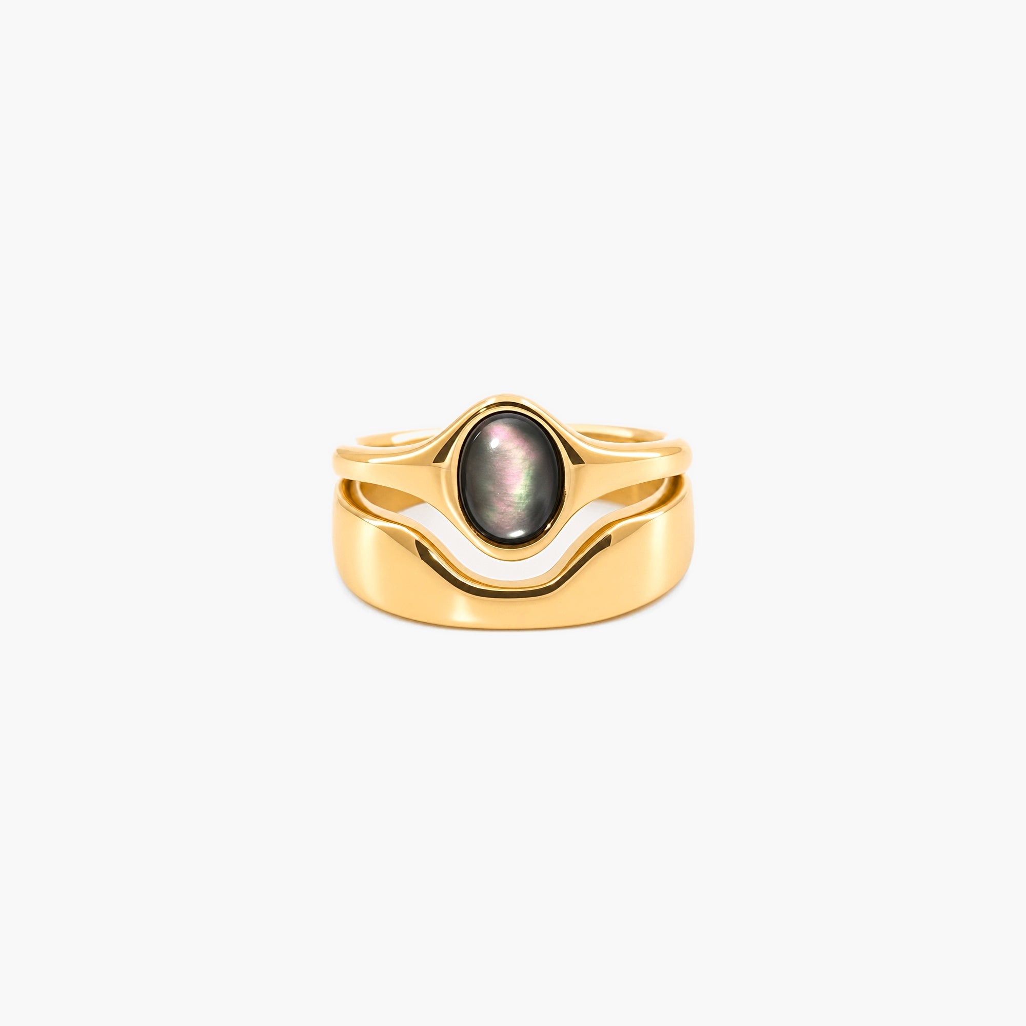Haven Ring | Black Mother of Pearl, 18k Gold Plated Stainless Steel 0