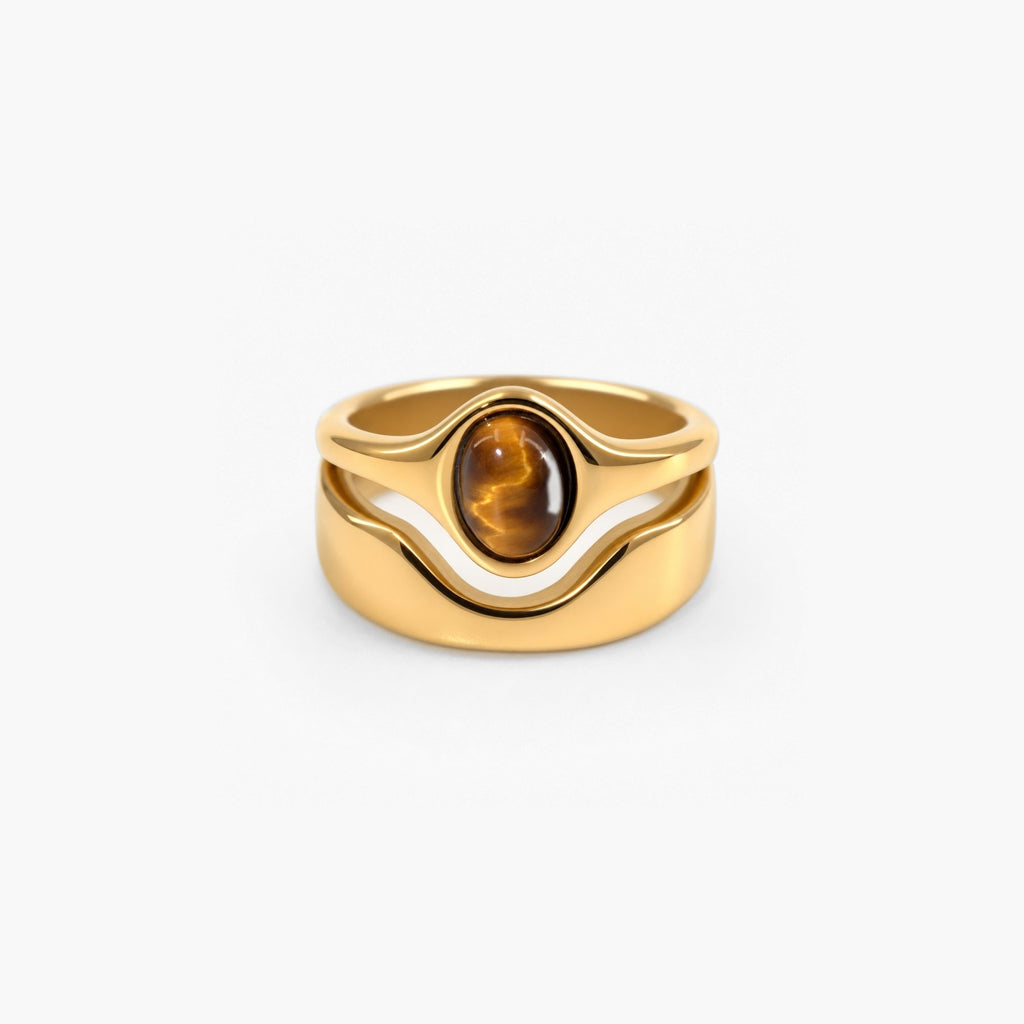 Haven Ring | Tiger's Eye Stone, 18k Gold Plated Stainless Steel 0