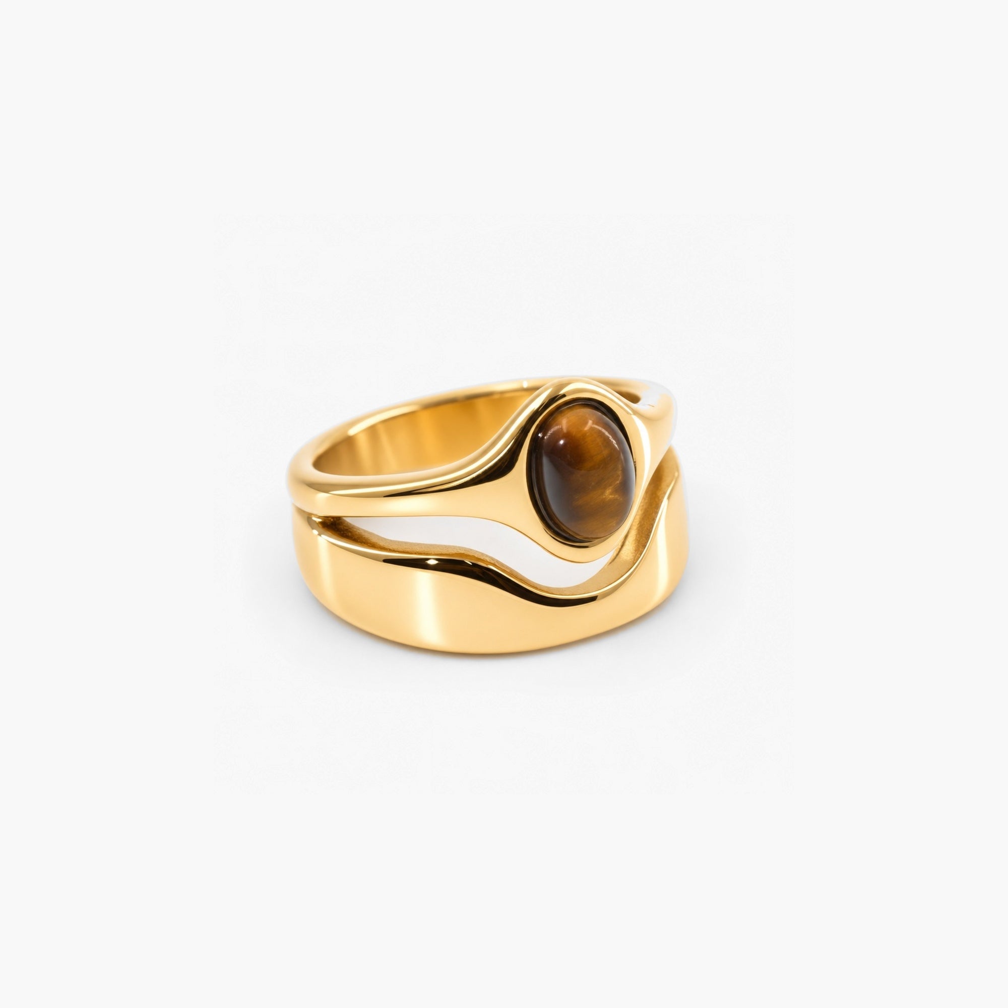 Haven Ring | Tiger's Eye Stone, 18k Gold Plated Stainless Steel 1