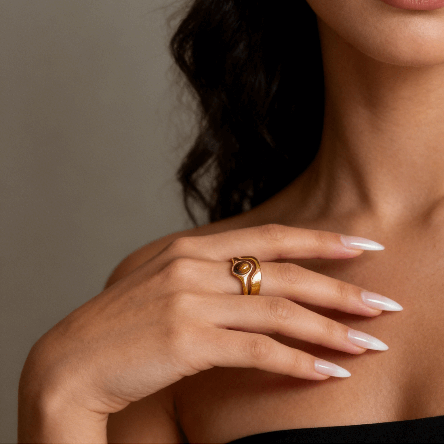 Haven Ring | Tiger's Eye Stone, 18k Gold Plated Stainless Steel 2