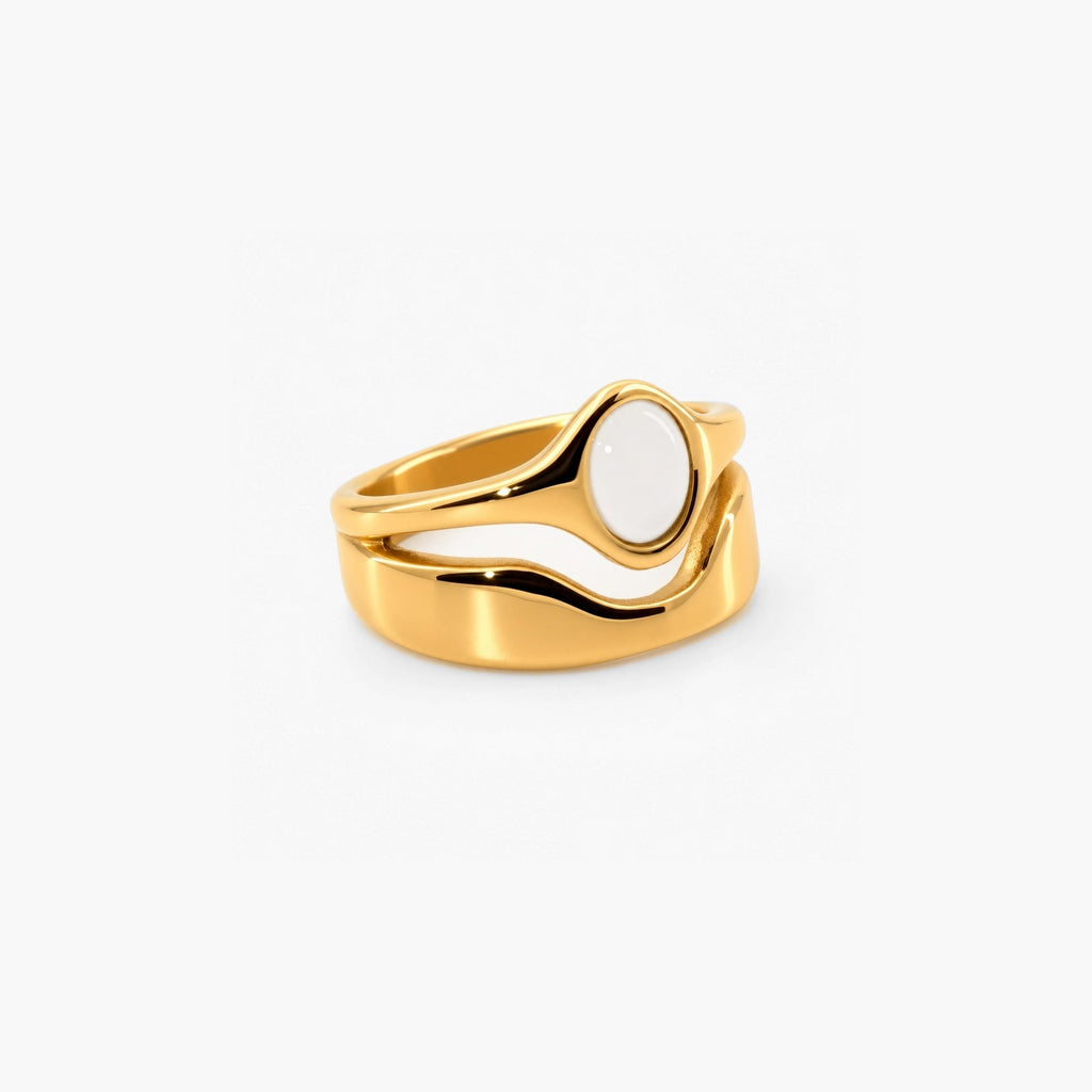 Haven Ring | White Mother of Pearl, 18k Gold Plated Stainless Steel 0