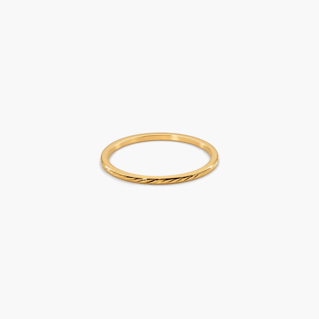 Haven Slim Band Ring | Herringbone Design, Stainless Steel 0