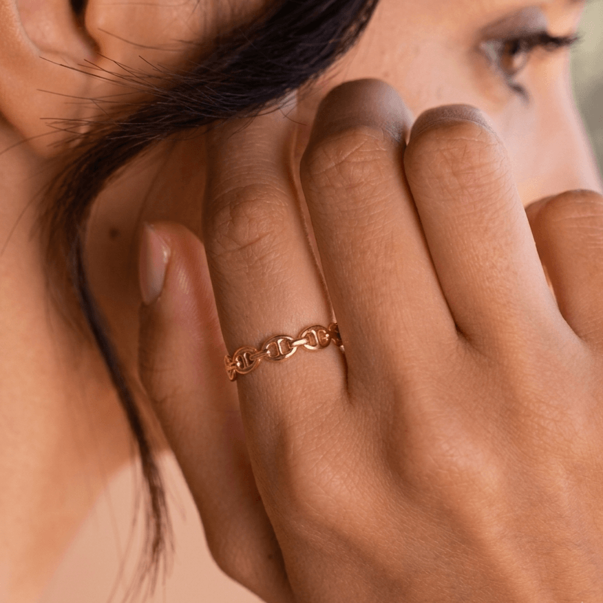 Haven Stackable Band Ring | 18k Gold Plated Geometric Design 1