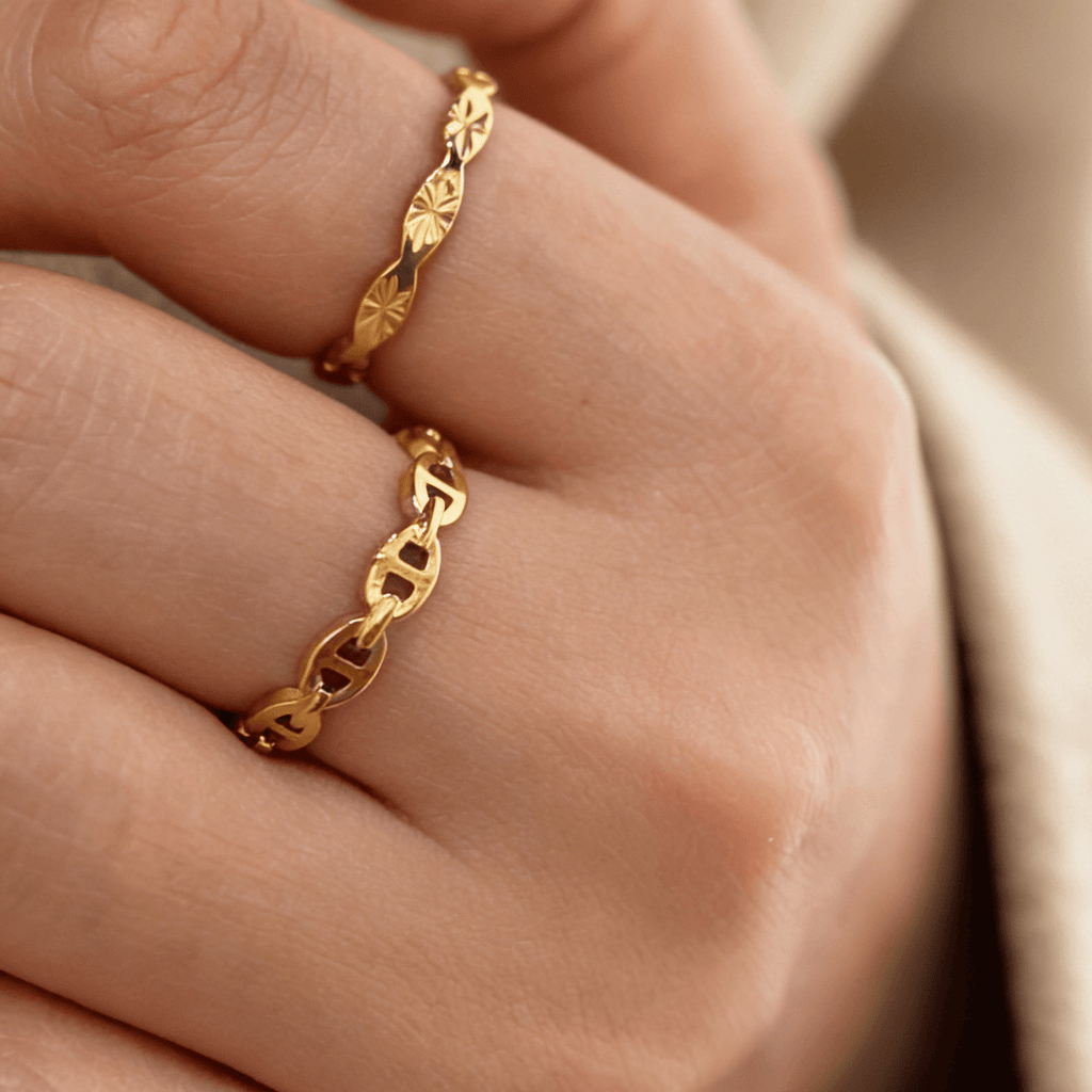 Haven Stackable Band Ring | 18k Gold Plated Geometric Design 2