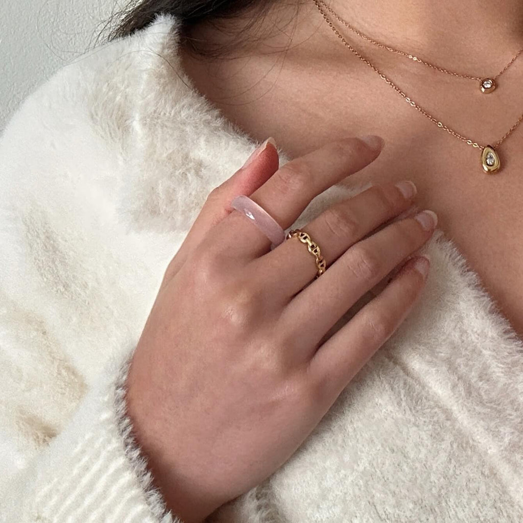 Haven Stackable Band Ring | 18k Gold Plated Geometric Design 3