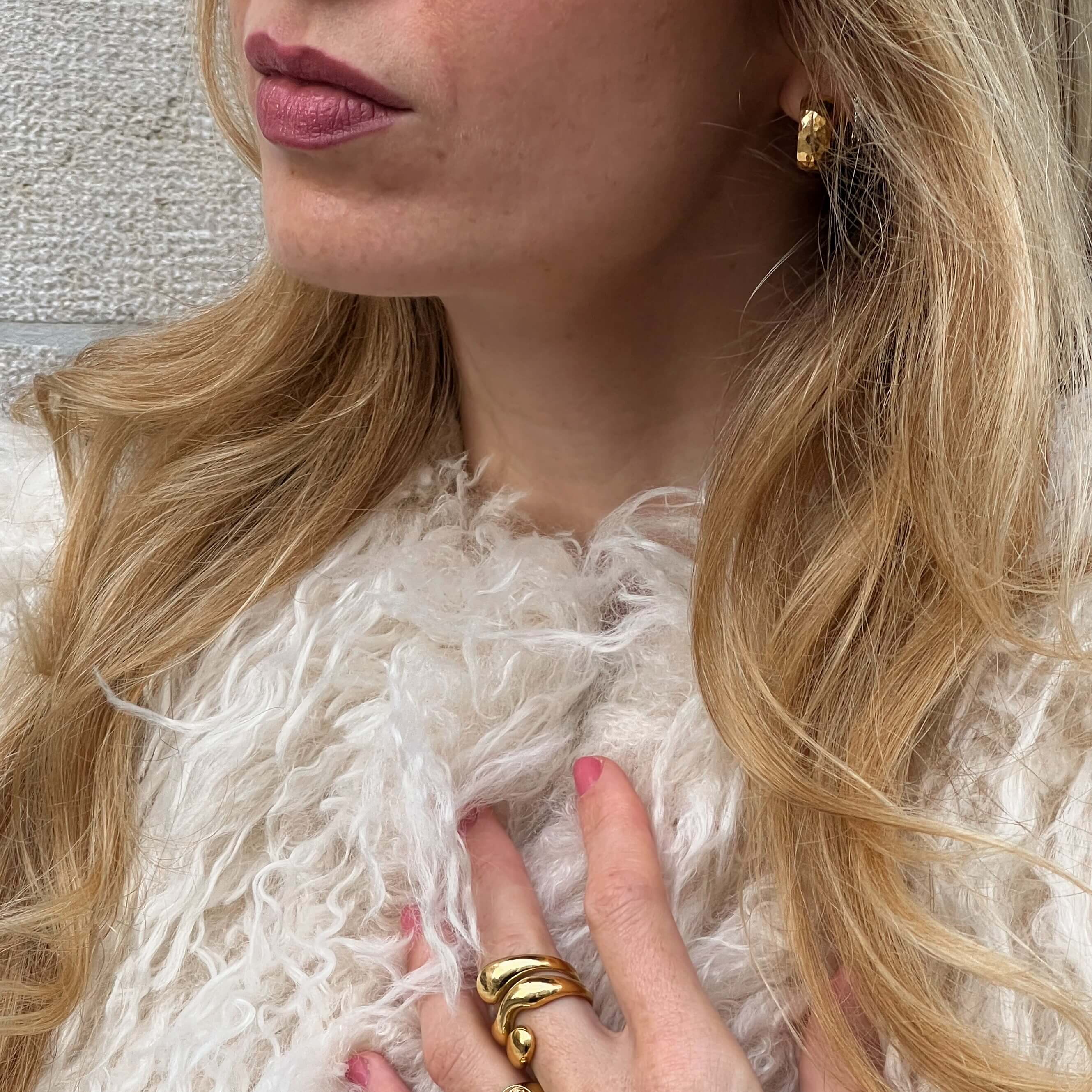 Helora Small Hoop Earrings | 18K Gold Plated, Hammered Texture 6