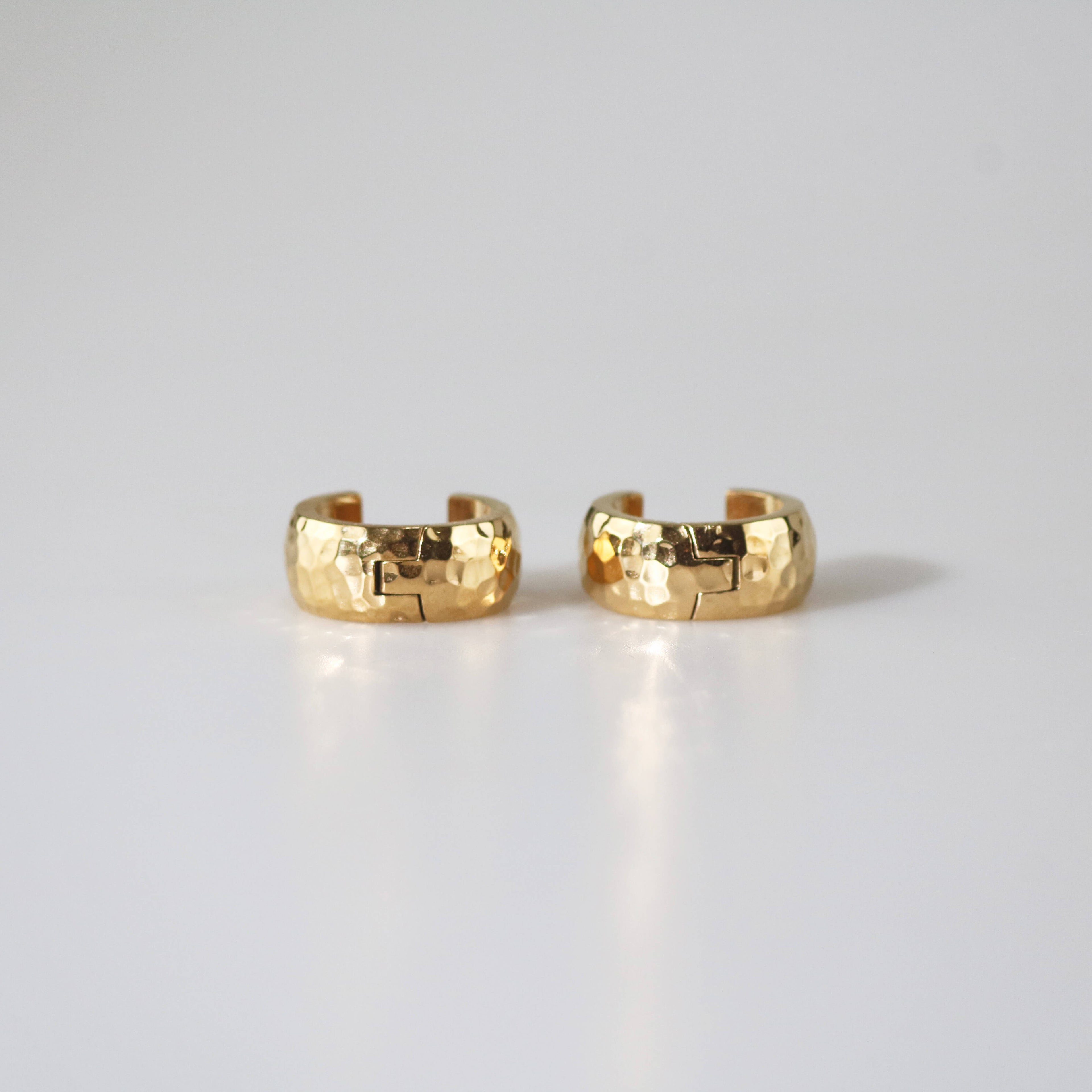 Helora Small Hoop Earrings | 18K Gold Plated, Hammered Texture 7