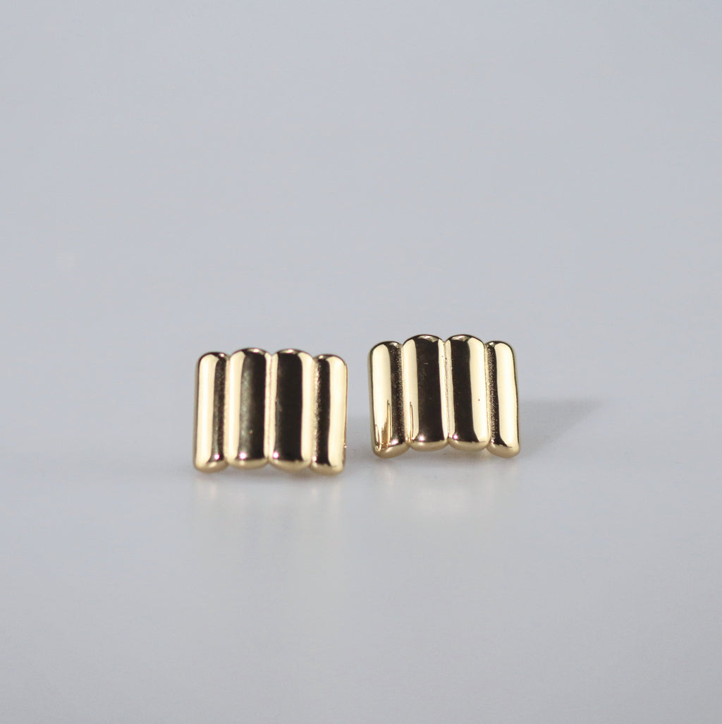 Ivy Chunky Earrings | 18k Gold Plated, Ribbed Twist Design 0