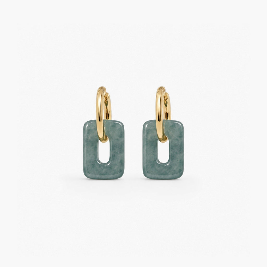 Jadea Square Hoops | 18k Gold Plated, Waterproof Chalcedony 0