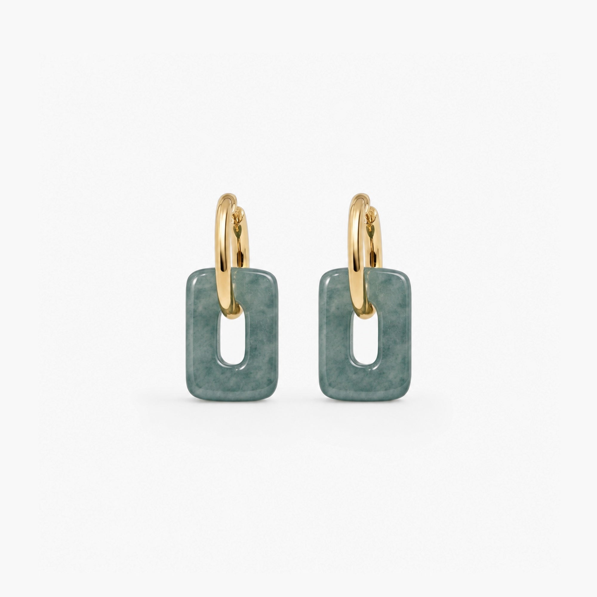 Jadea Square Hoops | 18k Gold Plated, Waterproof Chalcedony 0