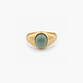 Jovia Oval Jade Ring | 18k Gold Plated, Waterproof Vintage Jewelry 0