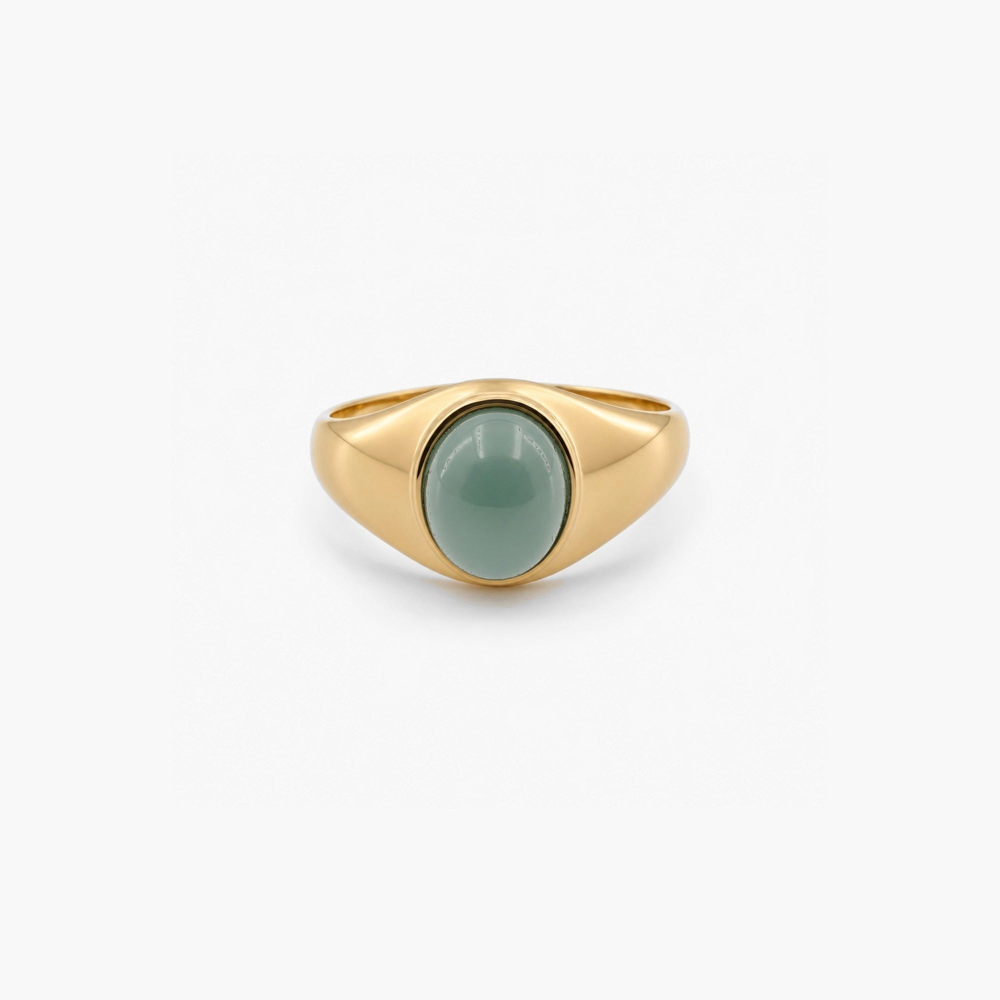 Jovia Oval Jade Ring | 18k Gold Plated, Waterproof Vintage Jewelry 0