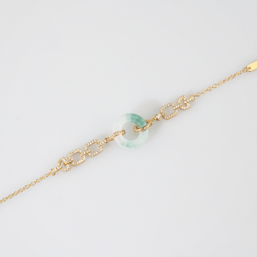 Juno Jade Donut Bracelet | 18k Gold Plated, Adjustable Chain 2