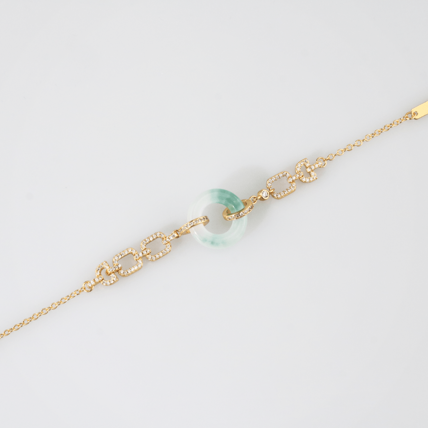 Juno Jade Donut Bracelet | 18k Gold Plated, Adjustable Chain 2