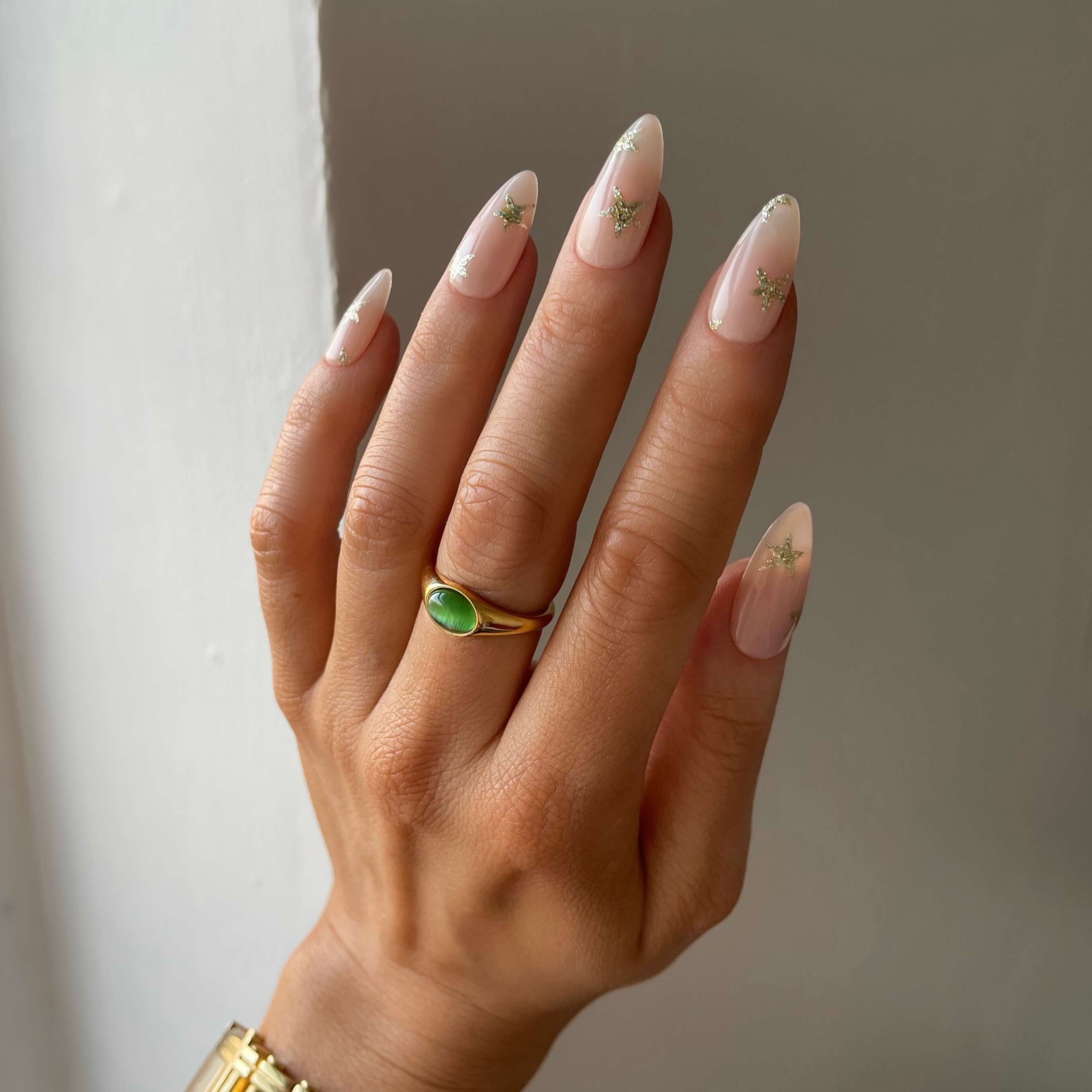 Kora Gemstone Ring | 18k Gold Plated Green Cats Eye 2