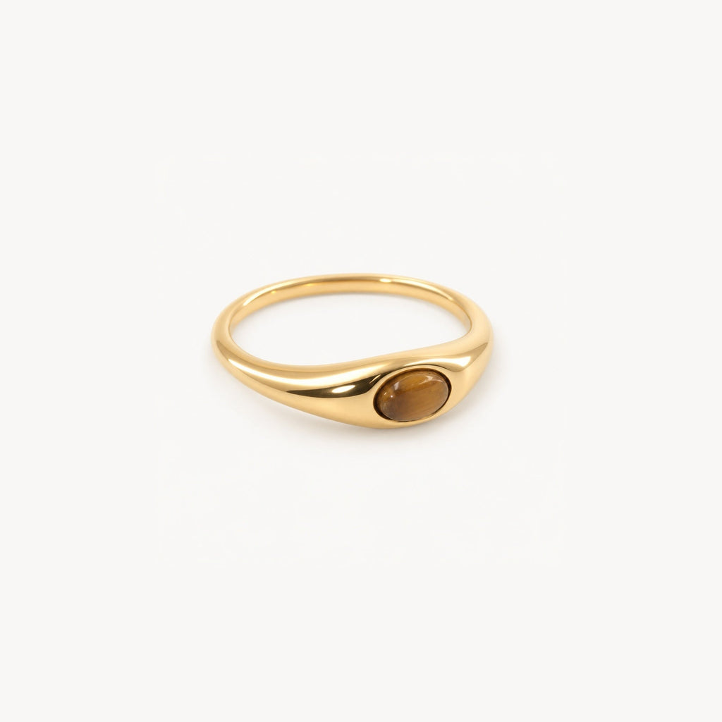 Kori Ring Statement Jewelry | Tiger's Eye Gemstone, 18k Gold Plated 0