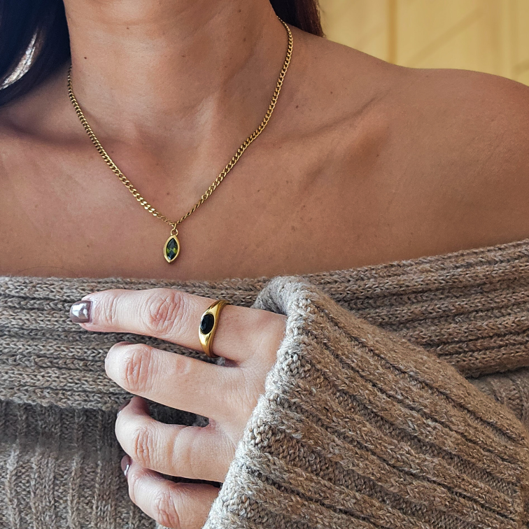 Kori Ring Statement Jewelry | Tiger's Eye Gemstone, 18k Gold Plated 4
