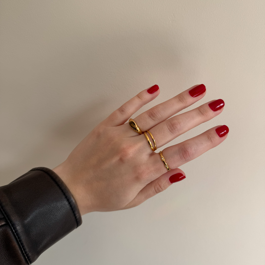 Kori Ring Statement Jewelry | Tiger's Eye Gemstone, 18k Gold Plated 5