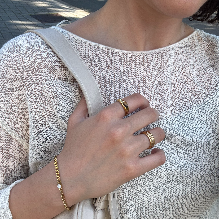 Kori Ring Statement Jewelry | Tiger's Eye Gemstone, 18k Gold Plated 7