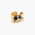 Liora Cuff Ring | 18k Gold Plated, Genuine Lapis Lazuli 0