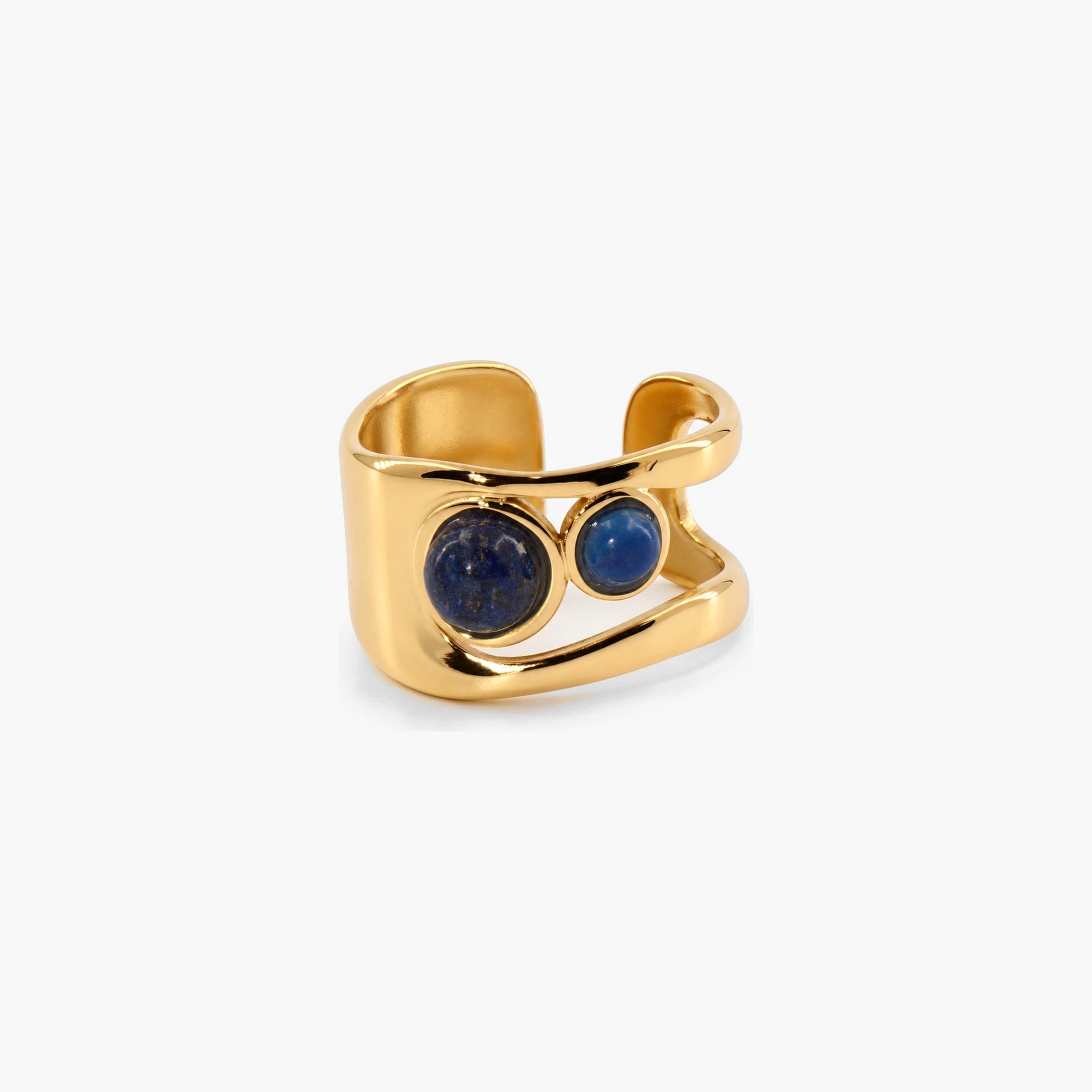 Liora Cuff Ring | 18k Gold Plated, Genuine Lapis Lazuli 0