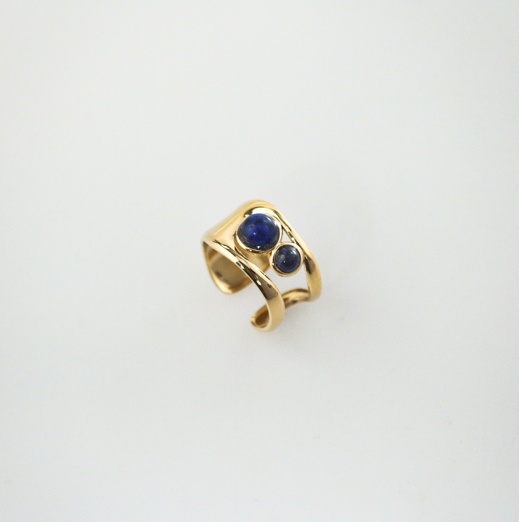 Liora Cuff Ring | 18k Gold Plated, Genuine Lapis Lazuli 5