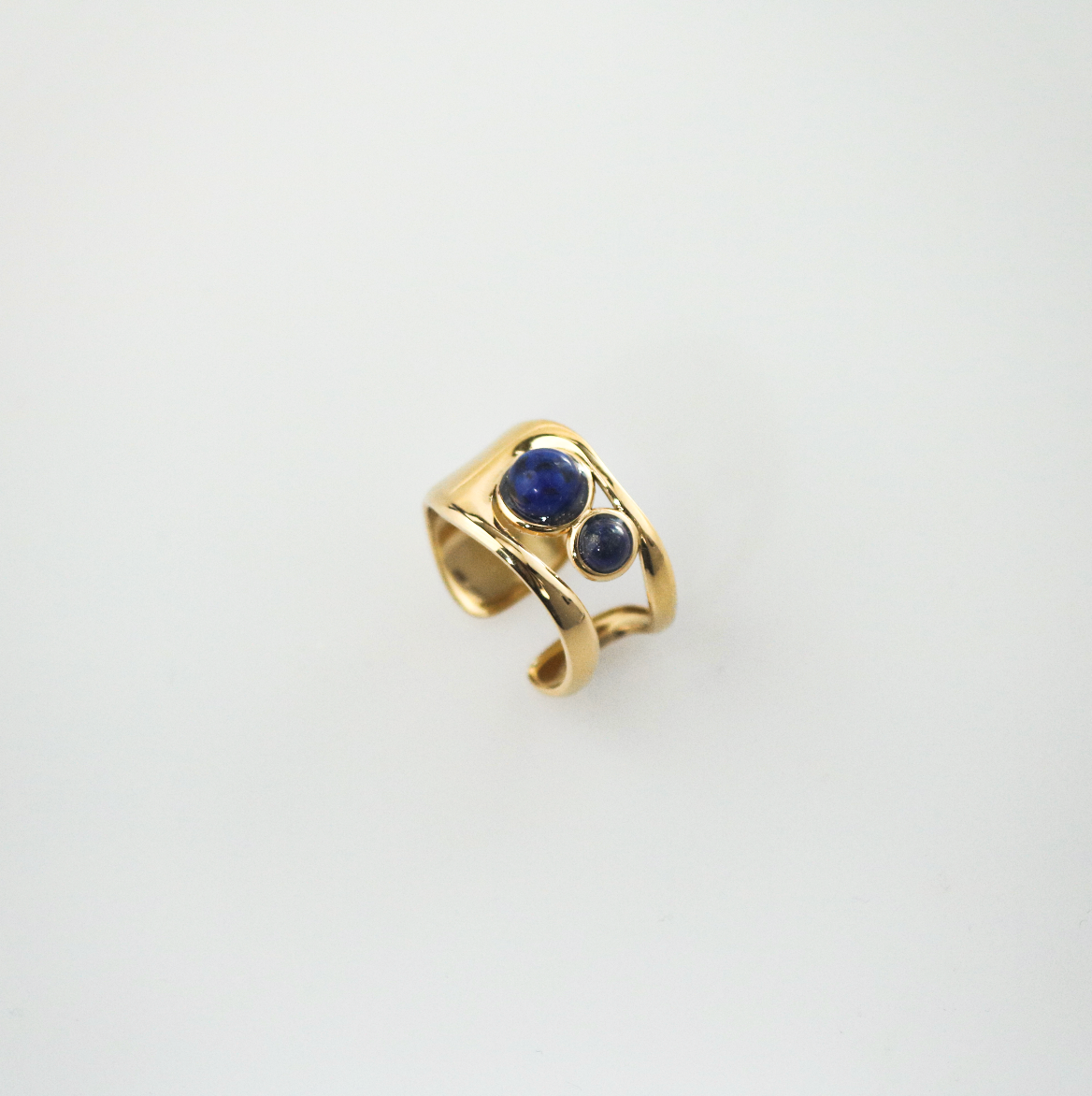 Liora Cuff Ring | 18k Gold Plated, Genuine Lapis Lazuli 5