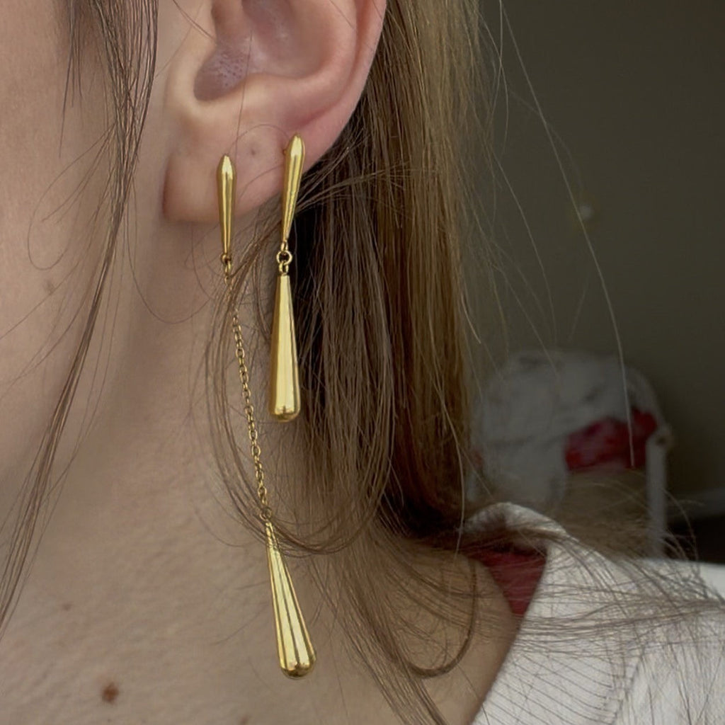 Liora Gold Earrings | 18k Gold Plated Teardrop Design for Women 2