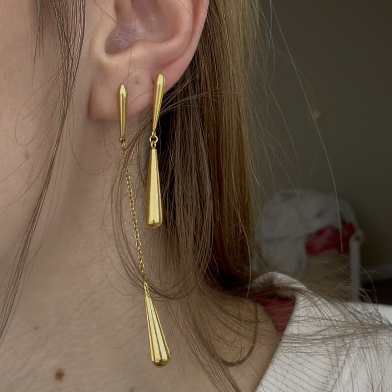 Liora Gold Earrings | 18k Gold Plated Teardrop Design for Women 2