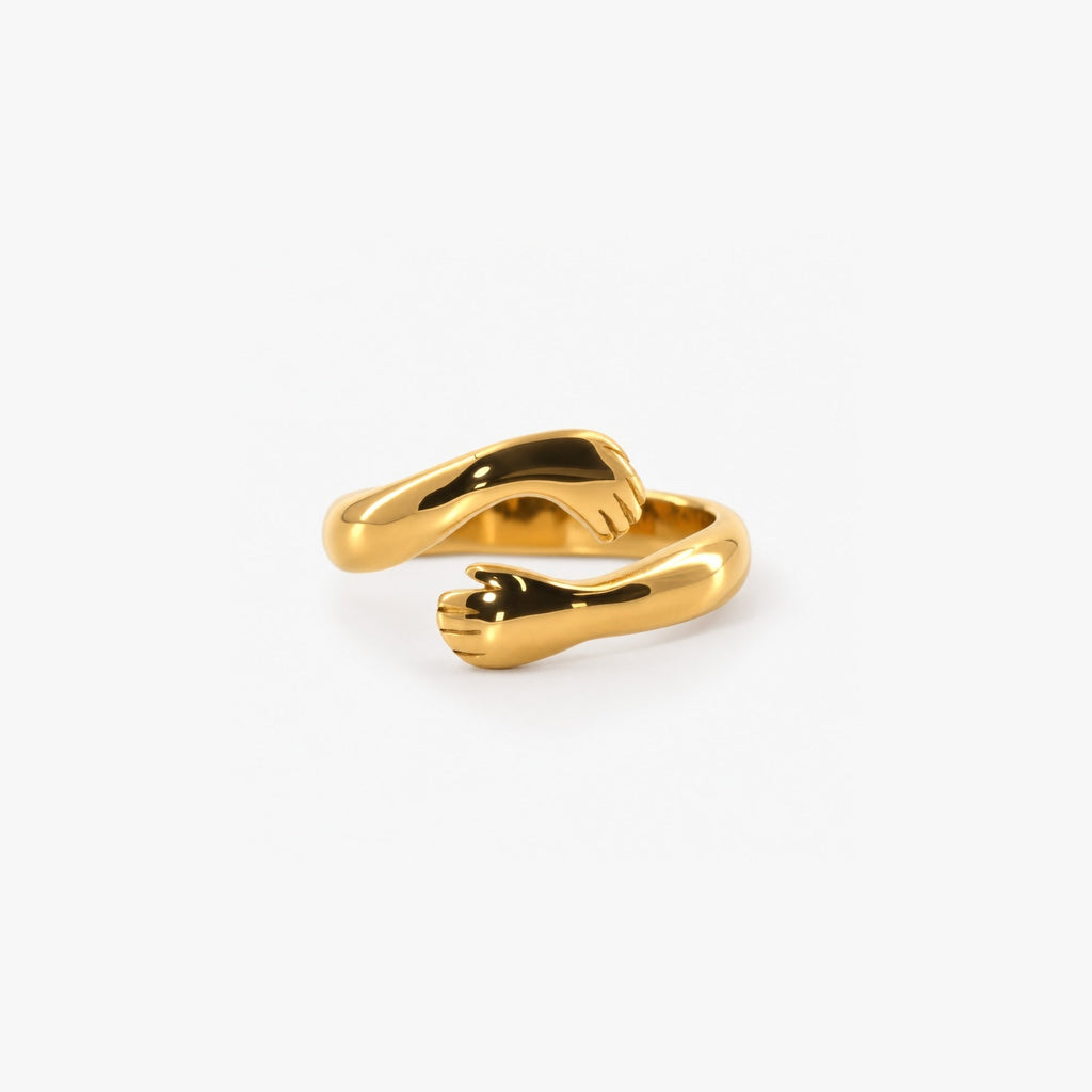 Liora Hug Ring | 18k Gold Plated Stainless Steel, Water Resistant, US Sizes 6-8 0