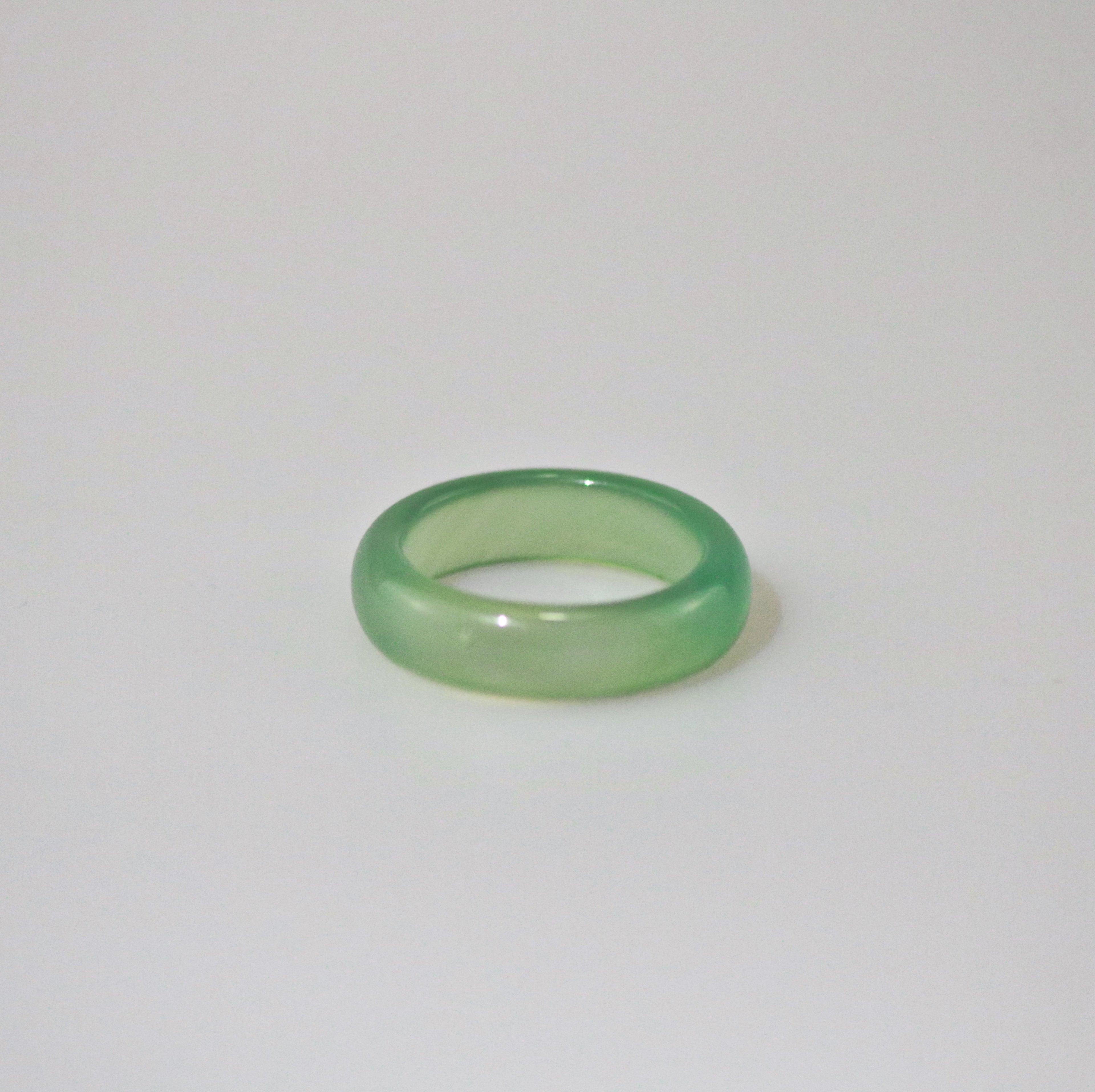 Liora Jade Band Ring | Genuine Light Green Jade, 3mm Thickness 0