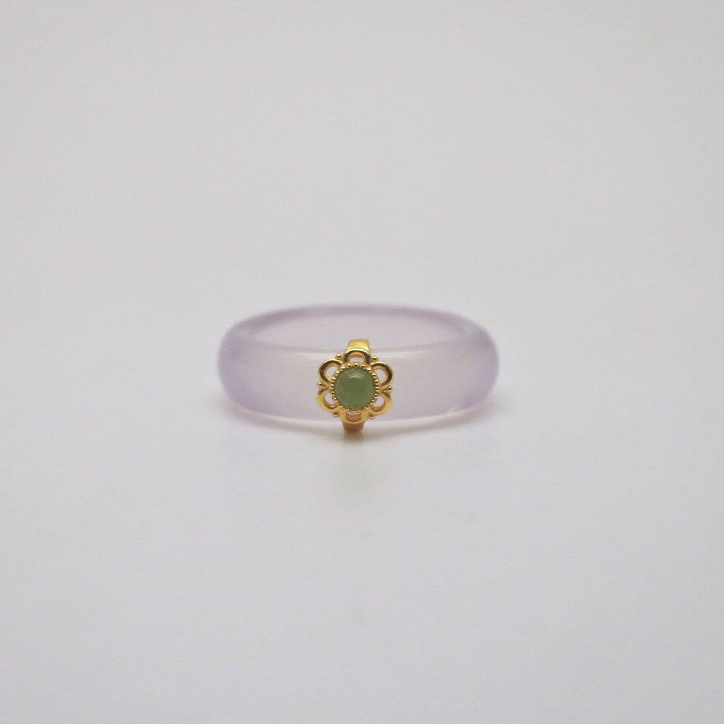 Liora Jade Band Ring | Genuine White Jade, 18k Gold Plated Sterling Silver 1