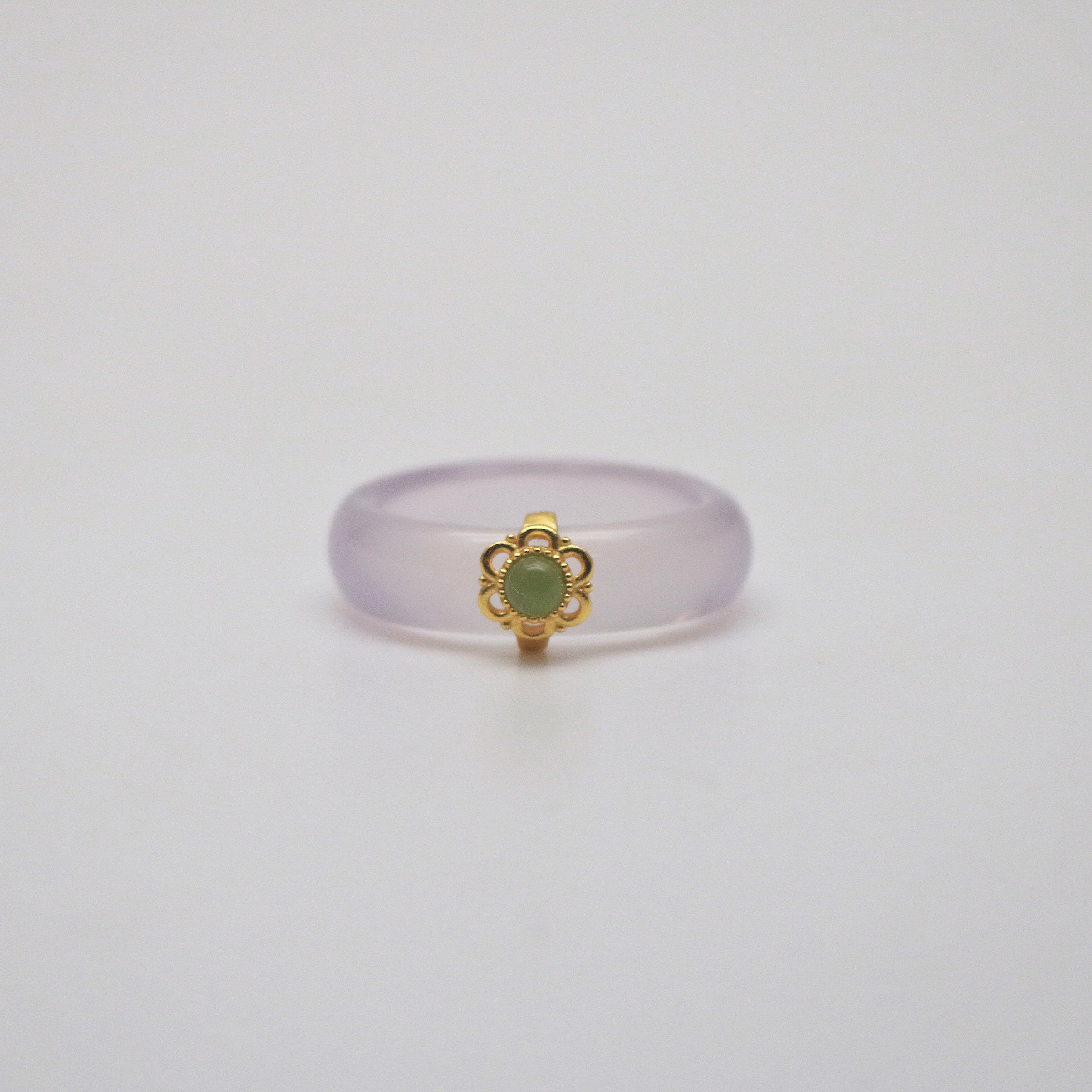 Liora Jade Band Ring | Genuine White Jade, 18k Gold Plated Sterling Silver 1