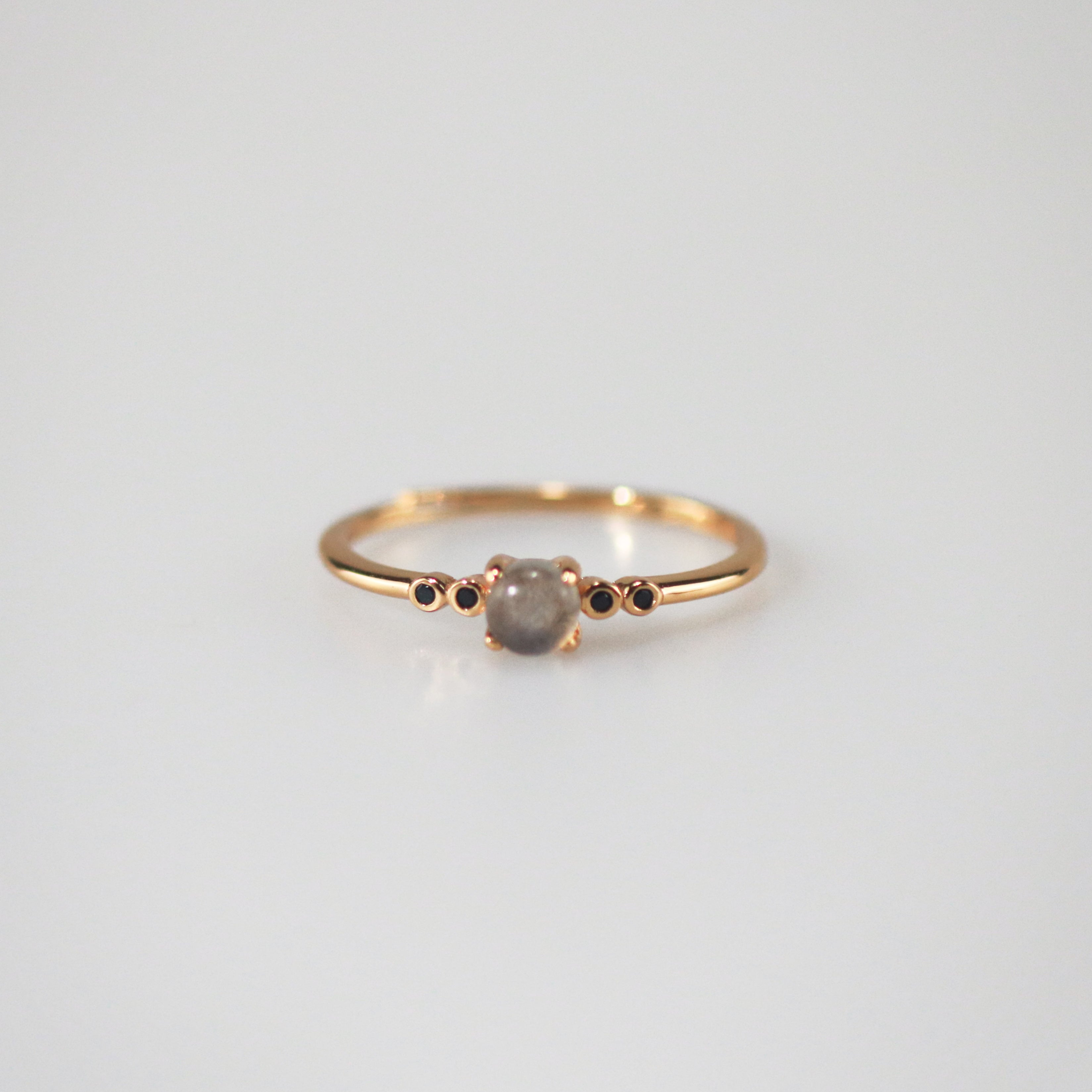 Liora Labradorite Ring Set | 9k Gold Plated, Adjustable Gemstone Bands 3