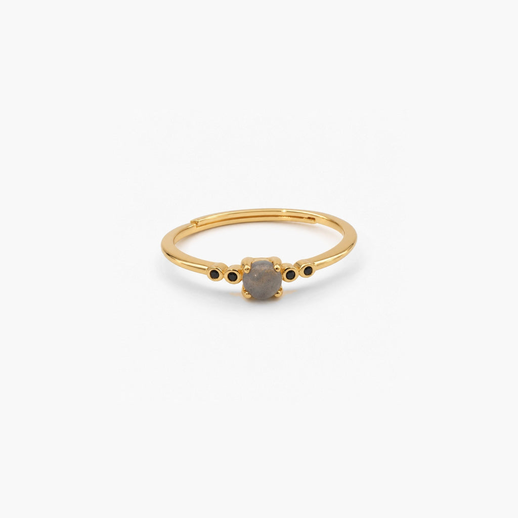 Liora Labradorite Ring | 9k Gold Plated Sterling Silver, Adjustable 0