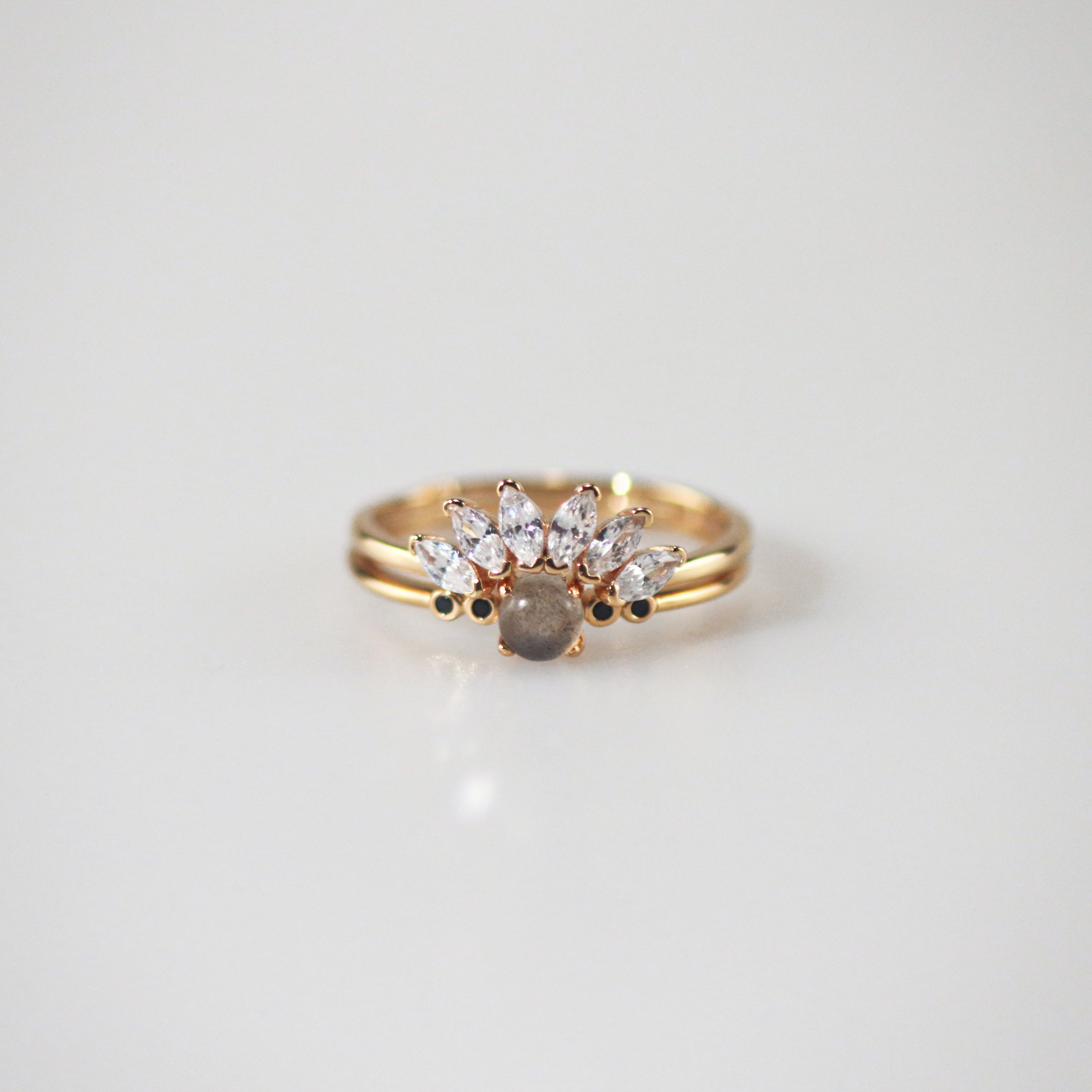 Liora Labradorite Ring | 9k Gold Plated Sterling Silver, Adjustable 2