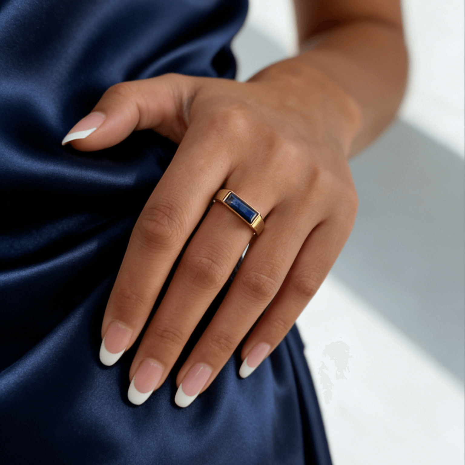 Liora Lapis Lazuli Ring | 18k Gold Plated, Water-Resistant 2