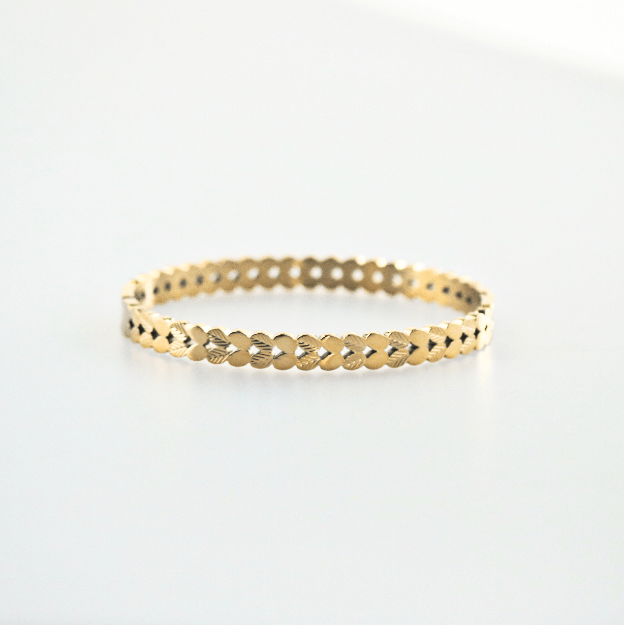Liora Leaf Bangle | 18k Gold Plated Stainless Steel, Waterproof 0