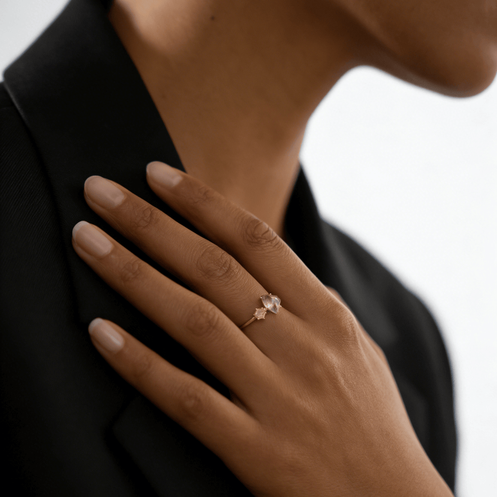 Liora Moonstone Ring | Rose Quartz, 10k Gold Plated Sterling Silver 1