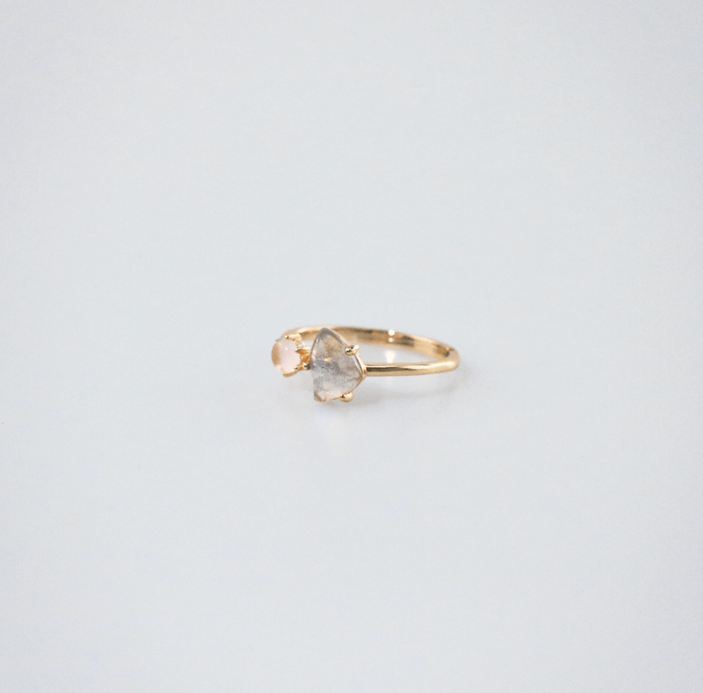 Liora Moonstone Ring | Rose Quartz, 10k Gold Plated Sterling Silver 2