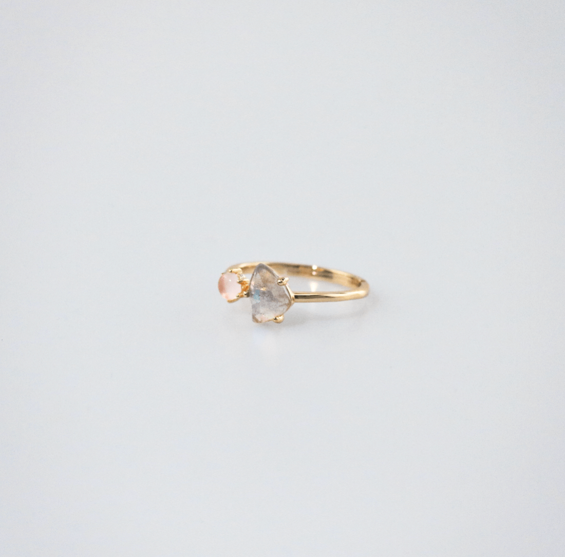 Liora Moonstone Ring | Rose Quartz, 10k Gold Plated Sterling Silver 2