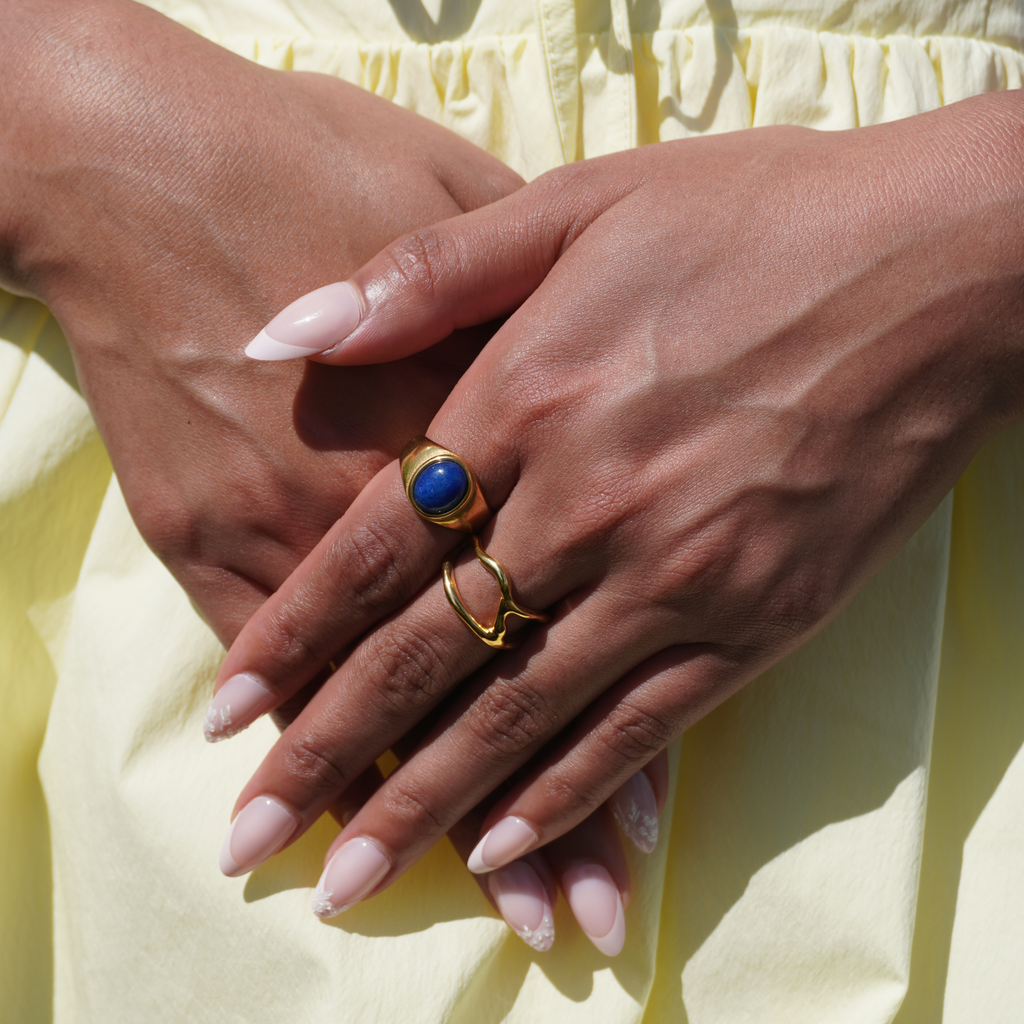 Liora Oval Ring | Lapis Lazuli, 18k Gold Plated 3