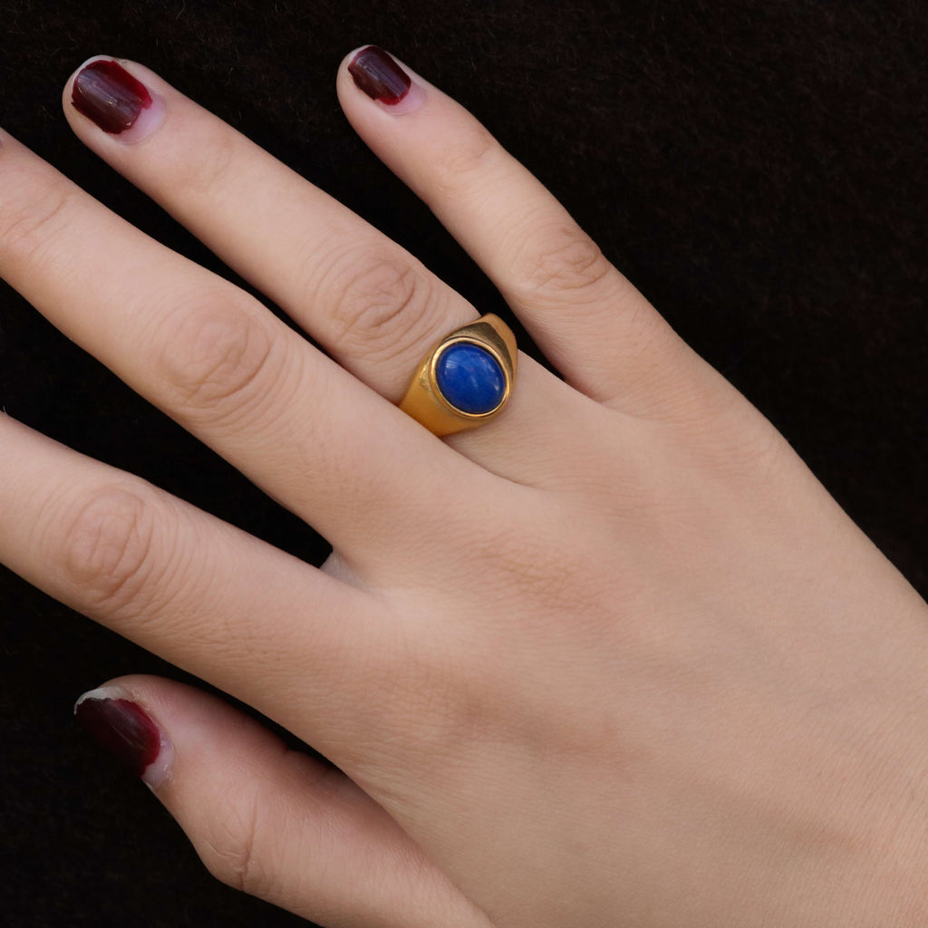 Liora Oval Ring | Lapis Lazuli, 18k Gold Plated 5