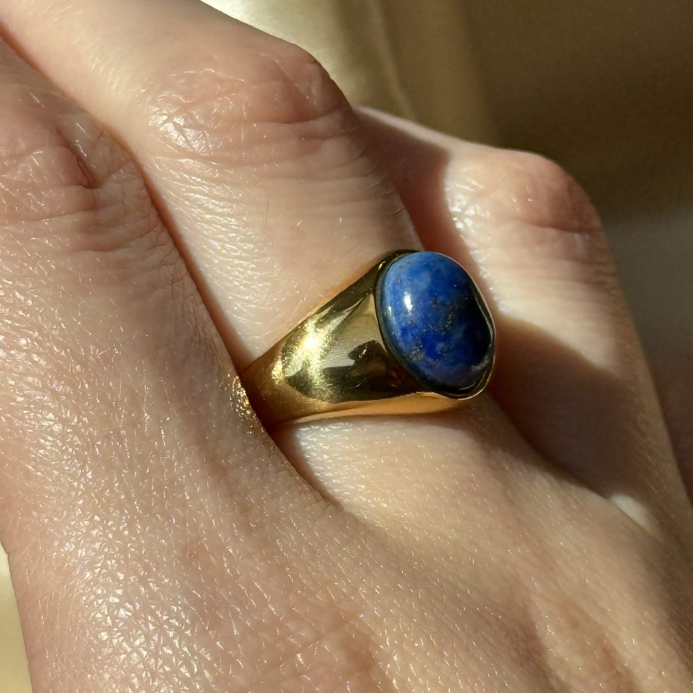 Liora Oval Ring | Lapis Lazuli, 18k Gold Plated 6