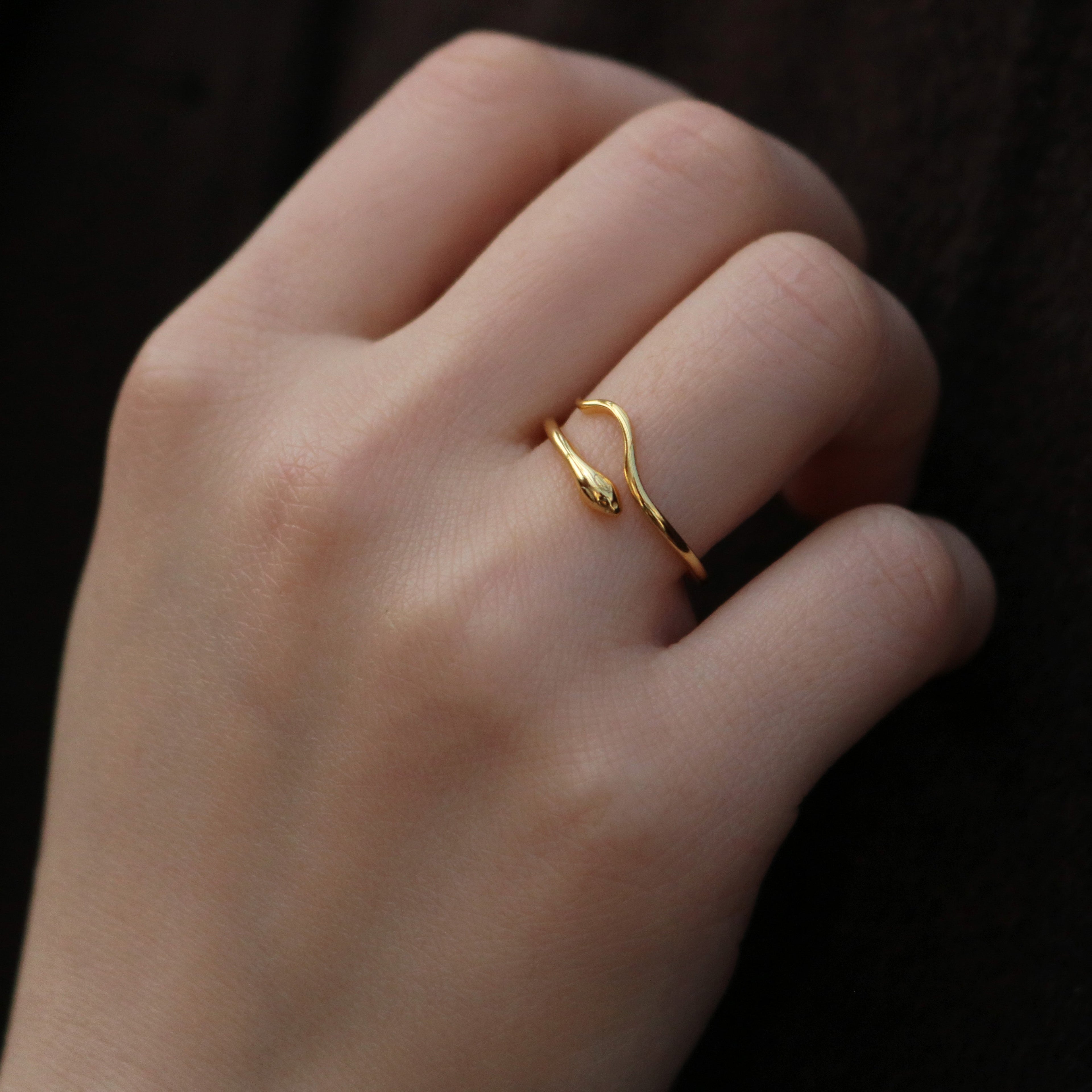 Liora Snake Ring | 14k Gold Plated Adjustable Brass 1